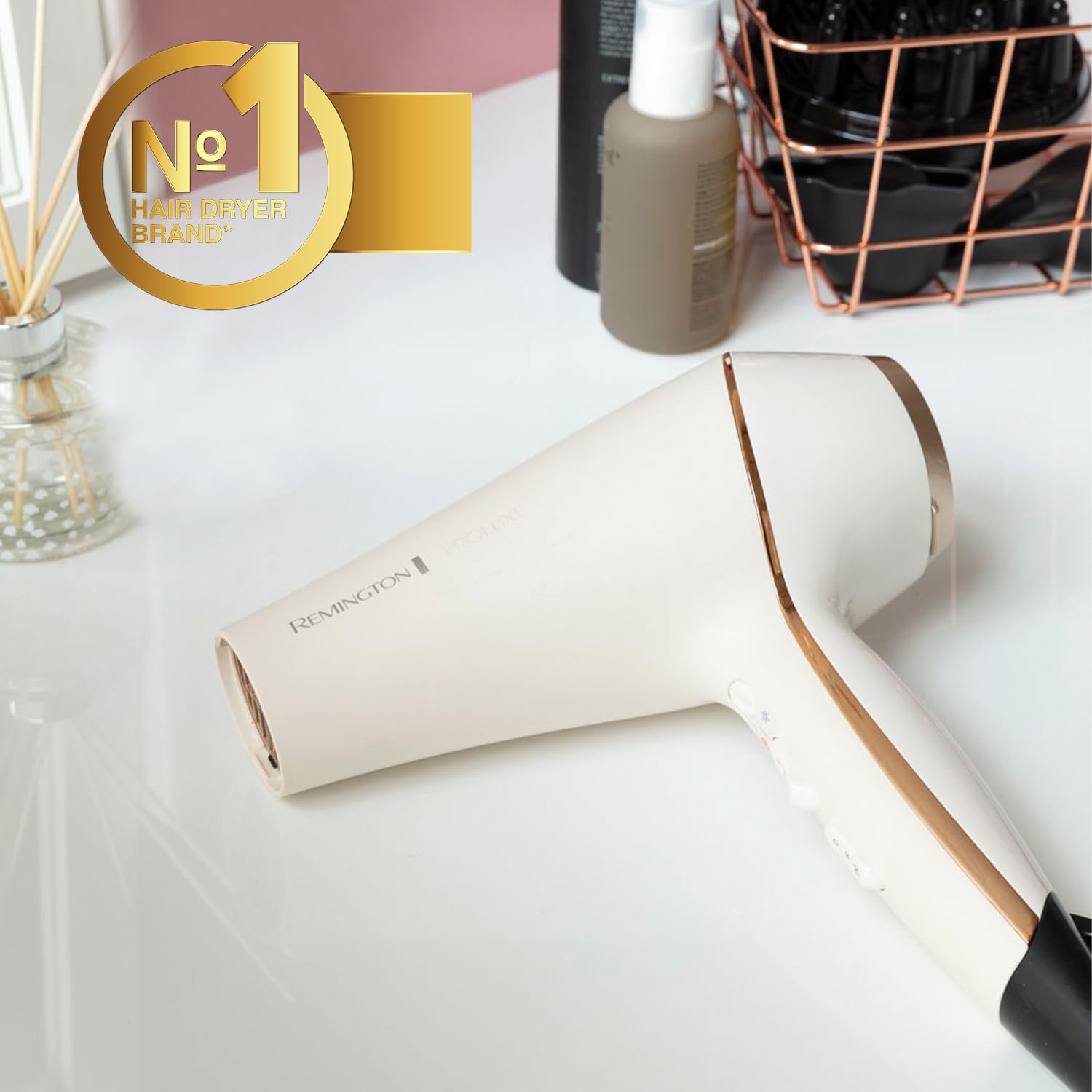 Hair Dryer with OPTIheat – Ionic Conditioning, Diffuser & 2 Nozzles, Professional Results
