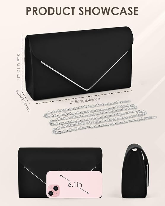 Women’s Evening Clutch Bag – Elegant Party, Wedding & Prom Purse with Detachable Strap