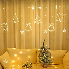 SYZMA USB Curtain Fairy Lights - LED Window Curtain String Lights with Warm White Glow, Ideal for Christmas, New Year, and Holiday Decorations, Perfect for Wall and Window Accents