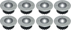 8 Pack Solar Decking Lights, Waterproof, Solar Powered, Stainless Steel Ground Disc Lamps for Garden, Lawn, Walkway