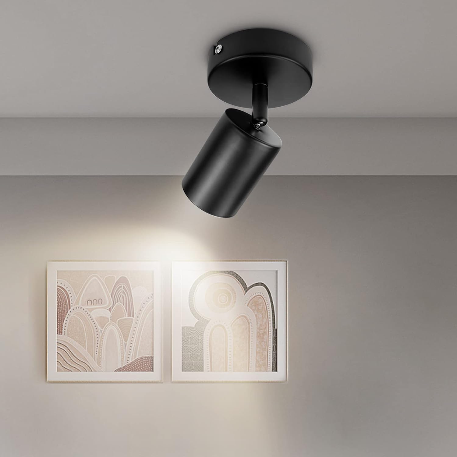 Matt Black Adjustable Wall Spotlight – Indoor GU10 Light Fitting, Rotatable Ceiling/Wall Spot Lamp for Kitchen, Lounge, Bedroom