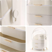 Portable Waterproof Makeup Organizer with Lid – Dustproof Skincare Storage Case for Vanity