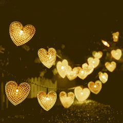 Solar Heart String Lights – 20ft, 30 LED Waterproof Heart-Shaped Lights with 8 Modes, Warm White Fairy Lights for Gardens, Homes, and Parties