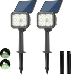 Solar Garden Spot Lights, Solar Spot Lights Outdoor 6000K, Auto On/Off Solar Uplighters, IP65 Waterproof Outdoor Security Lights for Patio, Tree(2 Packs)