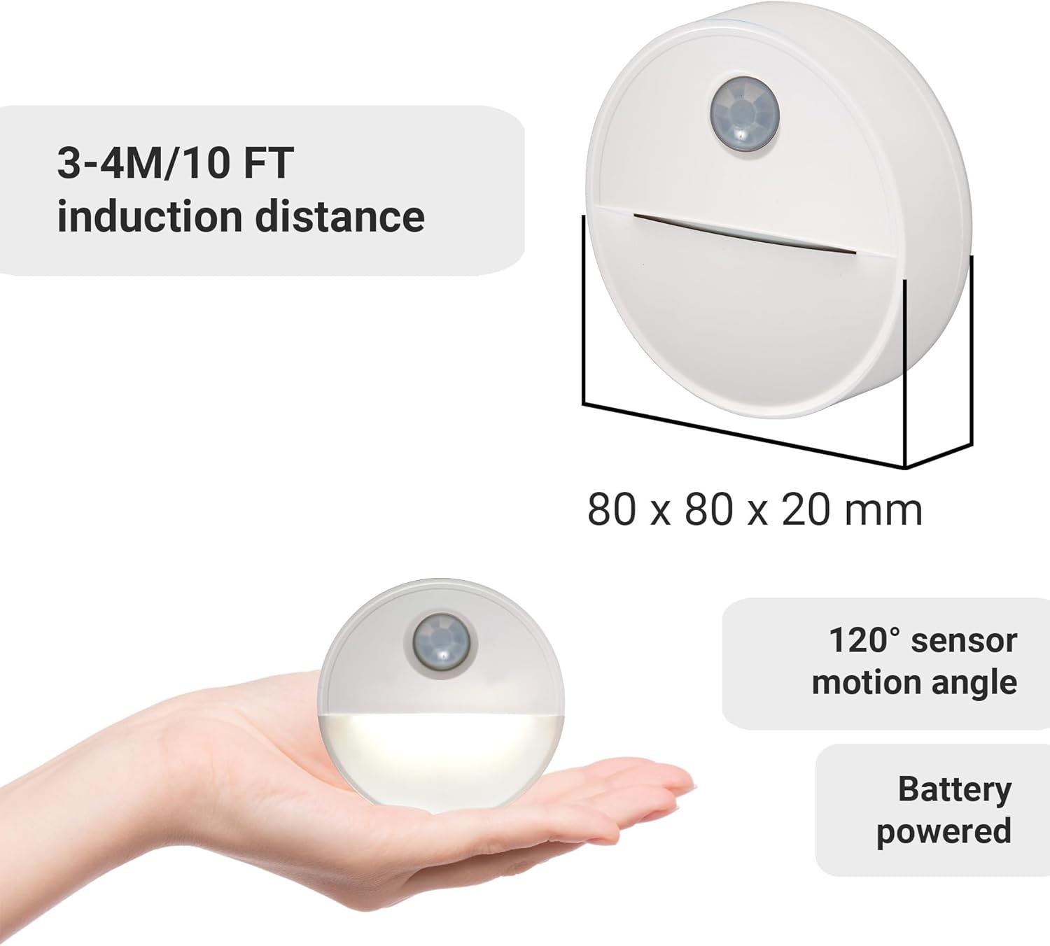 Motion Sensor Night Light Pack of 3 – Battery LED Stick-On Cold White