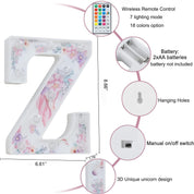 Unicorn LED Letter Light – Color Changing Alphabet Sign Z