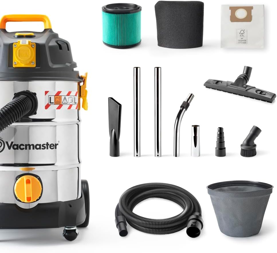 Vacmaster 110V L Class Wet & Dry Vacuum Cleaner | 30L Industrial Dust Extractor | HEPA 13 | Heavy Duty 1000W Motor