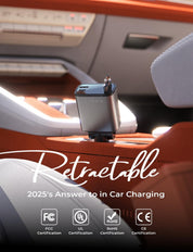 Retractable 69W Car Charger – USB-C Fast Charger Adapter for iPhone & Ford Fiesta