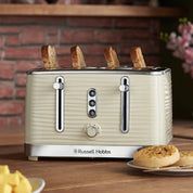 Inspire 4 Slice Toaster Cream – Extra Wide Slots, High Lift, 6 Browning Levels, 1800W, LED Buttons, Premium Textured Finish