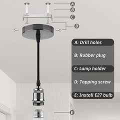 Ceiling light fixture with labeled parts on a gray background