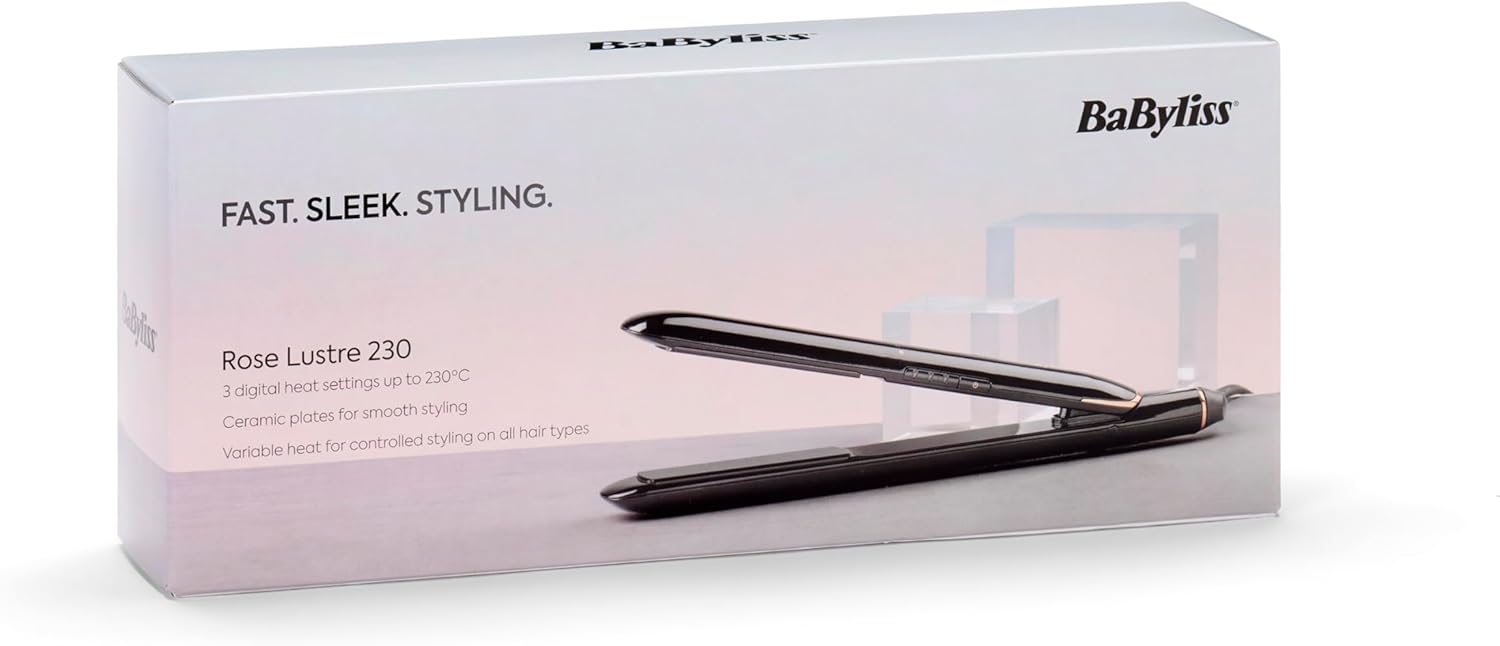 Hair Straightener with Ceramic Plates, 3 Heat Settings & Fast 30s Heat-Up – 230°C