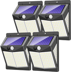 Outdoor, Solar Motion Sensor Lights 3 Lighting Modes Solar Powered LED Lights IP65 Solar Wall Lights for Yard Garage Garden Fence Door (4 Pack)