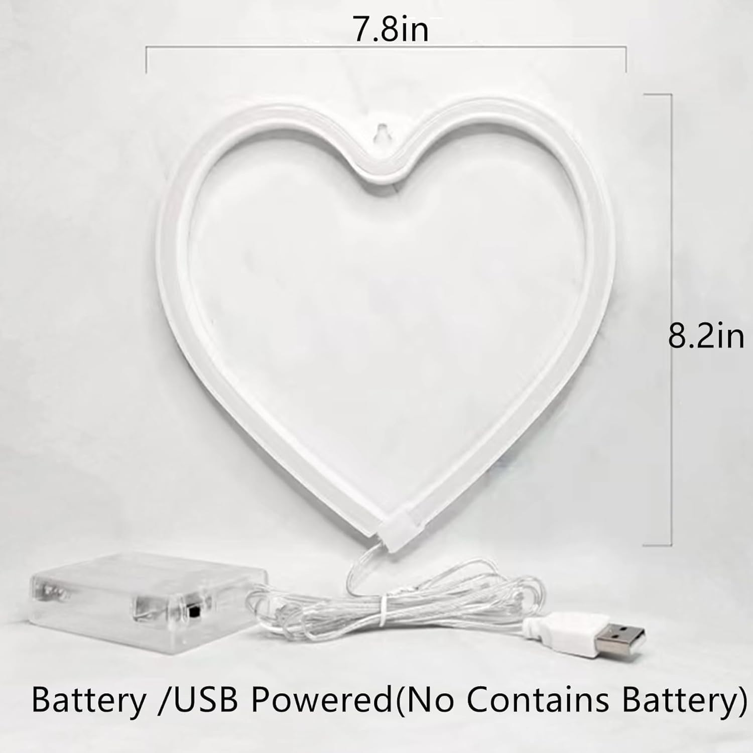 Red Heart LED Neon Sign Lamp, Battery Powered Valentine Decorative Wall Light Set of 2