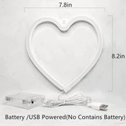 Red Heart LED Neon Sign Lamp, Battery Powered Valentine Decorative Wall Light Set of 2
