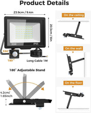 50W LED Security Light with PIR Motion Sensor 5000LM Outdoor Floodlight