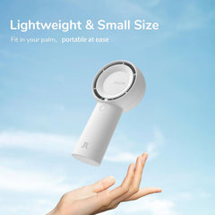 JISULIFE Handheld Turbo Fan- 16H Max Cooling Time Mini Portable Hand, 4000mAh USB Rechargeable Personal, Battery Operated Pocket Fan with 5 Speeds for Travel/Outdoor - White