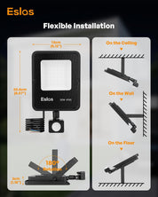 Eslas LED light fixture with installation instructions on a white background
