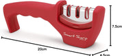 Smart Sharp 3-Stage Knife Sharpener – Professional Manual Kitchen Knife Sharpening Tool with Ceramic Stone, Tungsten Carbide, and Diamond Rods – Ergonomic Non-Slip Design, Red/Chrome Finish