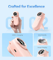 Diveblues Portable Handheld Turbo Fan, 4000mAh Rechargeable Pocket Hand Fan, Up to 16 Hours, Hand Fan with 5 Speeds Powerful Cooling for Travel/Summer/Outdoor/Lash/Purse