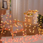 Pink Rose Flower Fairy String Lights 6M with 40 LEDs, Battery Operated Decorative Lights for Romantic Indoor and Outdoor Décor