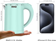 0.5L Small Portable Electric Kettle – Stainless Steel Travel Kettle, Fast Boil, Auto Shut-Off & Boil-Dry Protection – Green