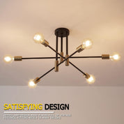 Black Gold Sputnik Chandelier 6 Lights E27 Ceiling Light Fixture