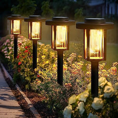 6-Pack LED Solar Garden Lights, Warm White, Waterproof, Solar Powered for Garden, Patio, Landscape, and Walkway