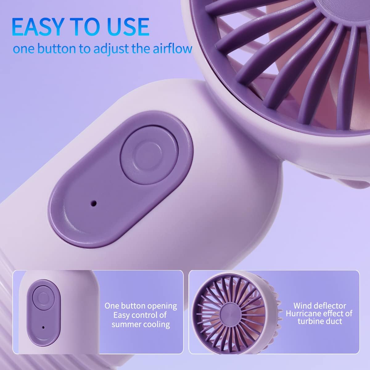 Mini Portable Fan 3 Pack, Cute Handheld Battery Operated Lightweight Personal Fan With 3 Speeds and USB Rechargeable Eyelash Design for Girls, Kids, Women, Men - Office, Outdoor, Travel, Camping