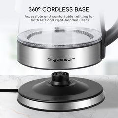 Aigostar Glass Kettle 1.7L 2200W with LED Lighting, Boil Dry Protection, BPA Free