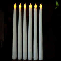 6-Pack White Flameless Taper Candles – Battery Operated LED for Christmas, Birthdays, Weddings, and Home Decor