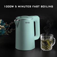 0.8L Small Electric Kettle – 1000W Fast Boil Stainless Steel Travel Teapot, Boil-Dry Protection & Auto Shut-Off – Green
