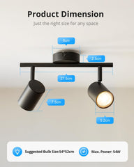 Adjustable GU10 Ceiling Light Fitting for Kitchen, Bedroom, Hallway