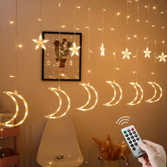 Christmas Window Lights – 12 Stars, 138 LED Fairy String Lights, USB Operated with 8 Modes, Warm White, for Indoor, Bedroom, Wedding, and Party Decor