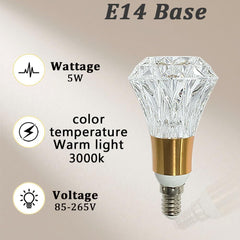 5W E14 Acrylic Crystal LED Bulb 3000K Warm Light