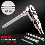 Flex Head Ratchet Wrench Set 6PCS with Extension Bars