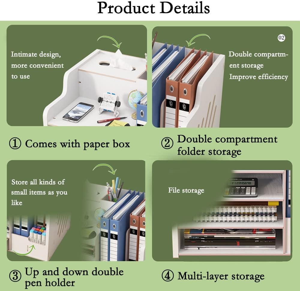 Updated Wooden Desk Organiser – Large Capacity A4 File & Office Storage Box