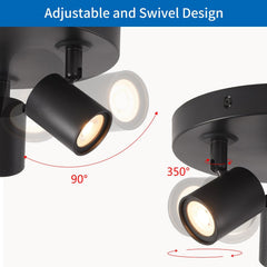 Ceiling light fixture with adjustable and swivel design on a white background