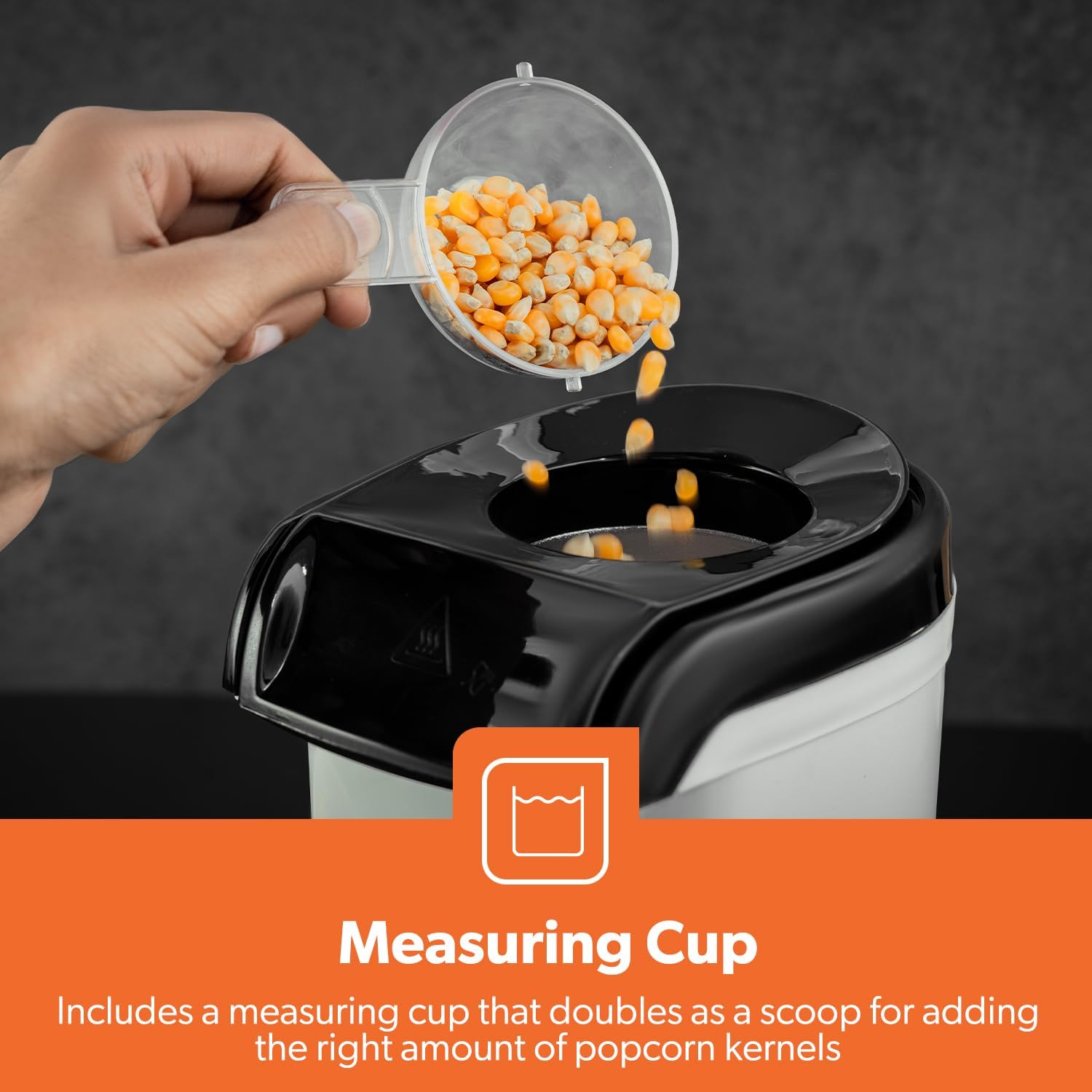 Geepas 1200W Electric Popcorn Maker – Oil-Free Hot Air Popper, White & Black