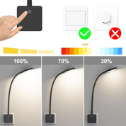 Plug-in LED Wall Light – 4W 350LM, Dimmable Gooseneck Bedside Reading Lamp with Touch Switch, 4000K Neutral White, Black Finish