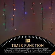 220 LED Multicolour Icicle Christmas Lights | 7.5m Outdoor & Indoor
