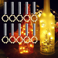 TINYOUTH 10PCS Bottle Lights with Cork – Warm White, 2M/6.5FT 20 LED Battery-Operated String Lights, Steady On for DIY Bottle Decor, Party, Wedding, and Christmas