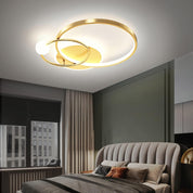 Modern LED Dimmable Ceiling Lamp with Remote Control, Gold Pendant Light 42cm for Bedroom, Kids Room, Dining Room, Kitchen, Office