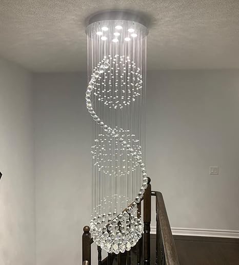 Luxurious Crystal Ball Chandelier - 138 Genuine Crystal Droplets Rainfall Design