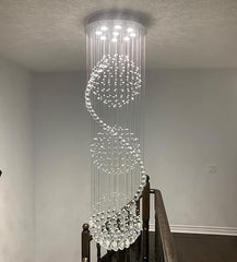 Luxurious Crystal Ball Chandelier - 138 Genuine Crystal Droplets Rainfall Design