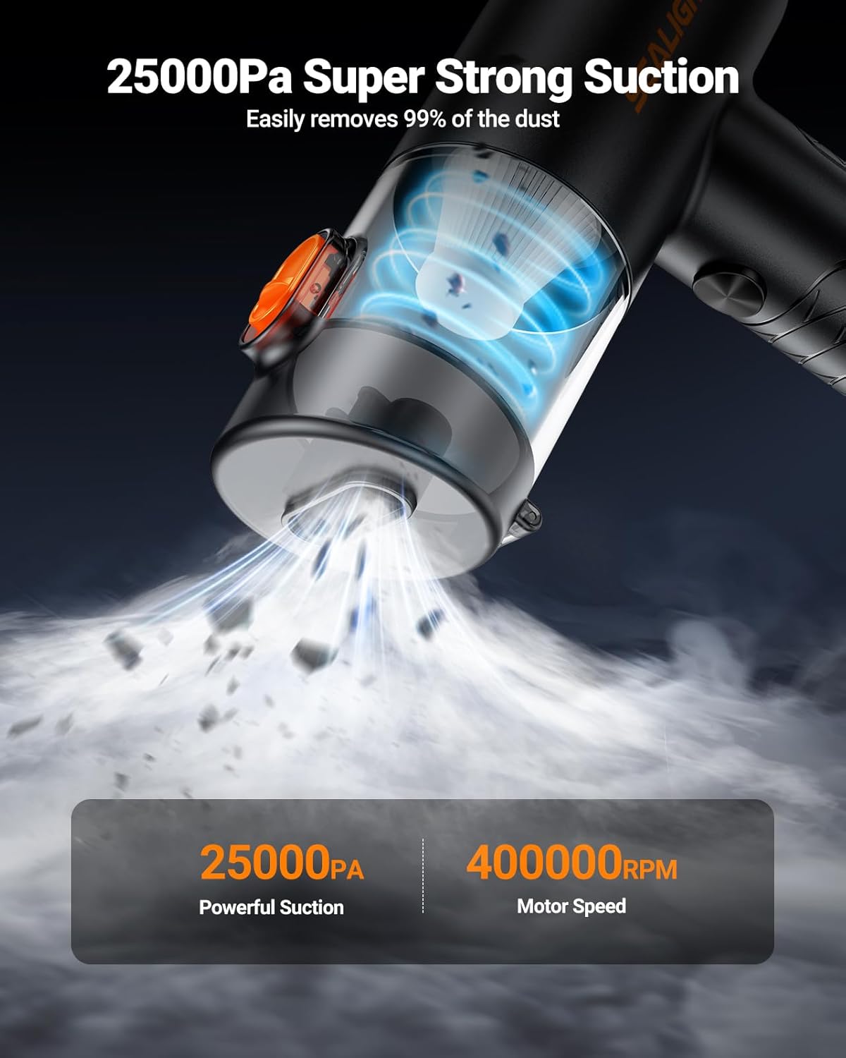 SEALIGHT Portable Cordless Car Vacuum 25000Pa