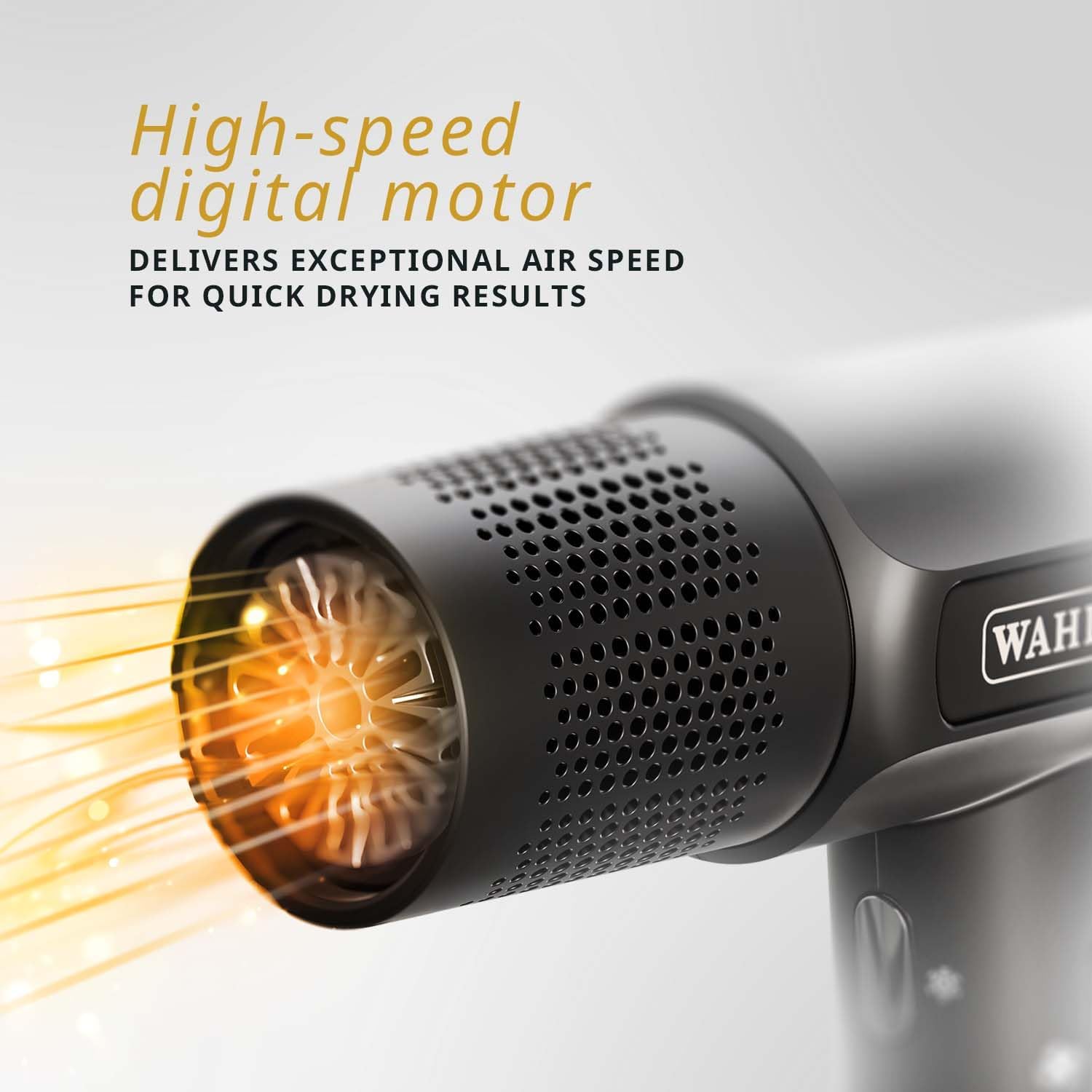 Vanquish Hair Dryer – Lightweight, Quiet, LED, 3 Speeds, Cool Dry, 3 Attachments