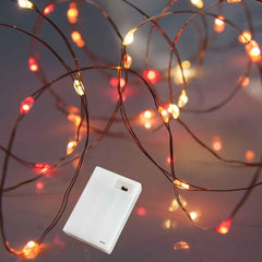 Battery Powered Lights with 6hr Timer Mode. 40 LED Battery Fairy Lights. Red, Orange and Yellow Battery Lights, Wire Lights (40 Red,Orange,Yellow)