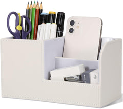 PU Leather Desk Organiser Pen Holder – Office Pencil Box & Accessory Storage, Mint Green