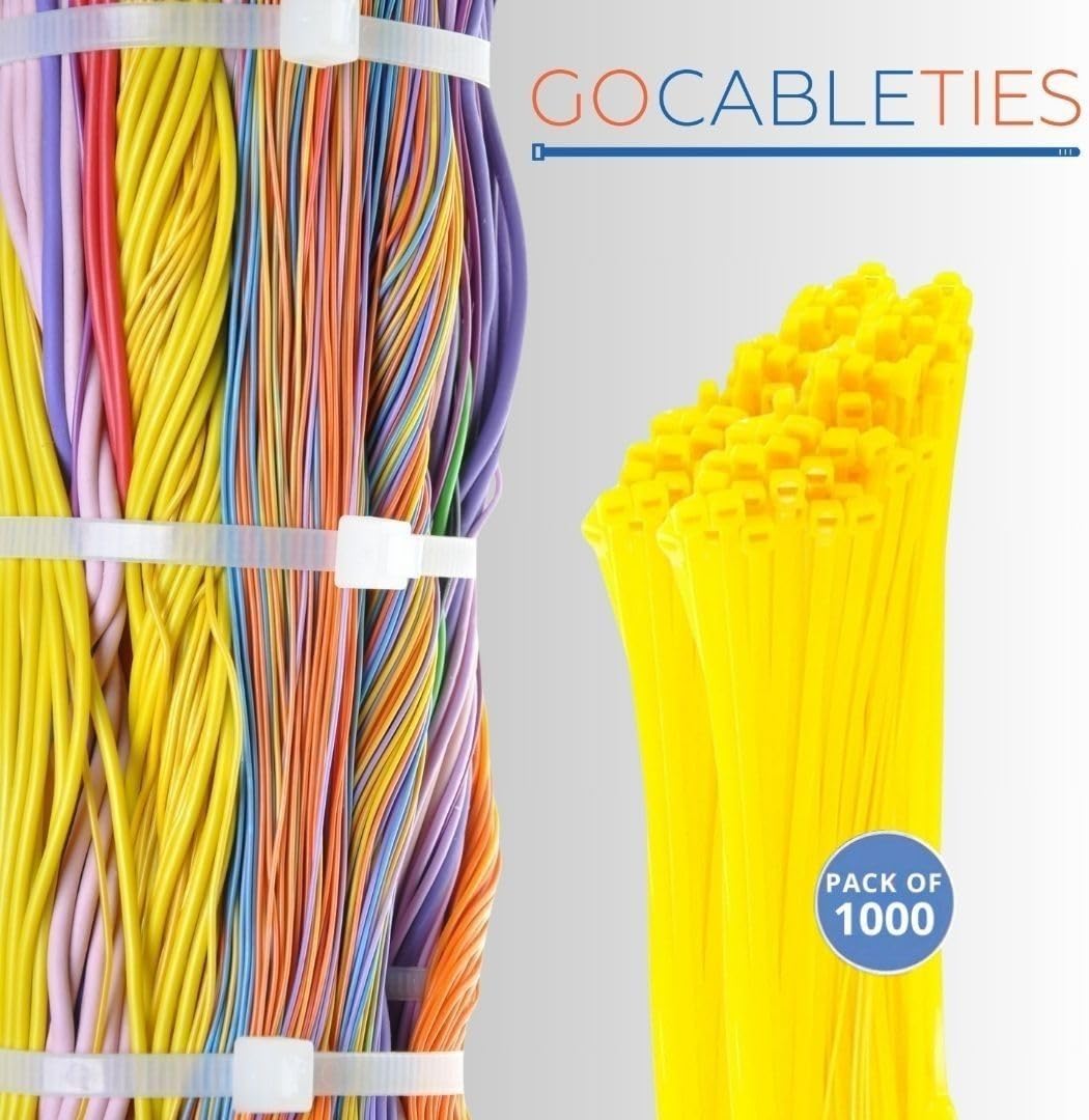Gocableties Yellow Nylon Cable Ties 300mm x 3.6mm – Pack of 1000