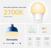 Tapo L510E Smart WiFi LED Bulb E27 – Dimmable Warm White